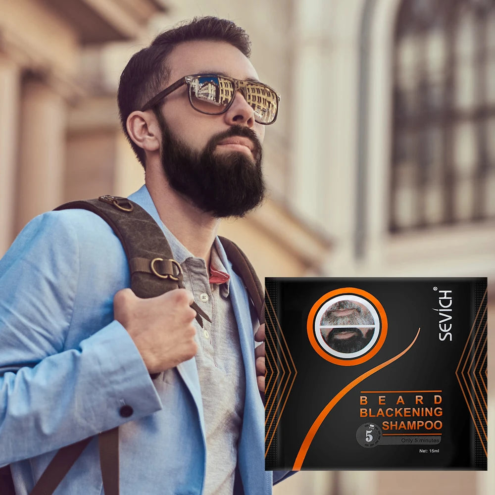 Tinte instantáneo para el cabello, champú para barba negra, pintura para barba, tinte para barba para hombres, tinte natural temporal para bigote negro, champú para dropshipping
