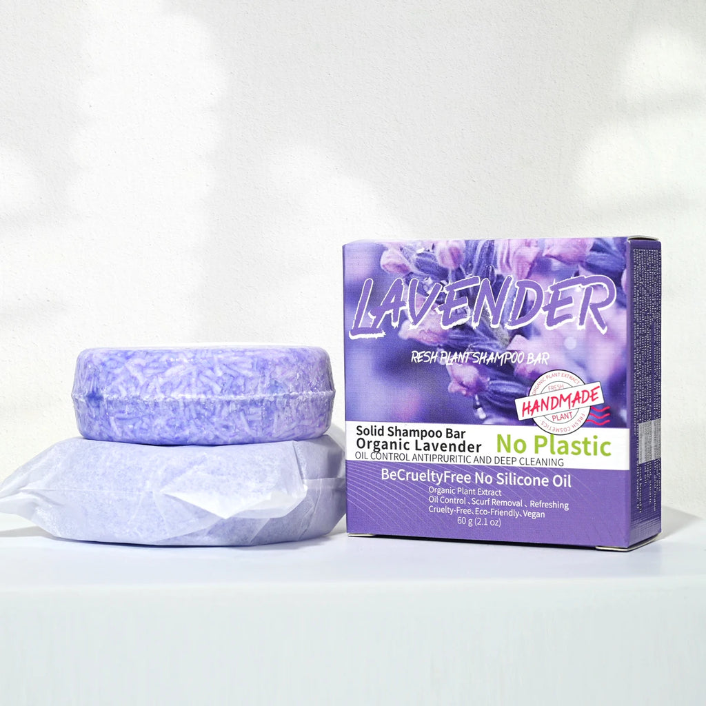 J+60g Champú sólido de lavanda, de gran venta, natural, orgánico, anticaída, para el cuidado del cabello, jabón sólido de glicerina