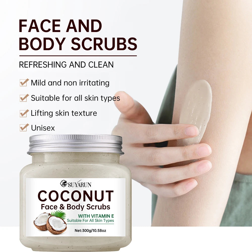SUYARUN Exfoliante Corporal Orgánico de Azúcar de Coco - Exfoliante e Hidratante - Cuidado Natural de Spa para una Piel Suave - 300 g.