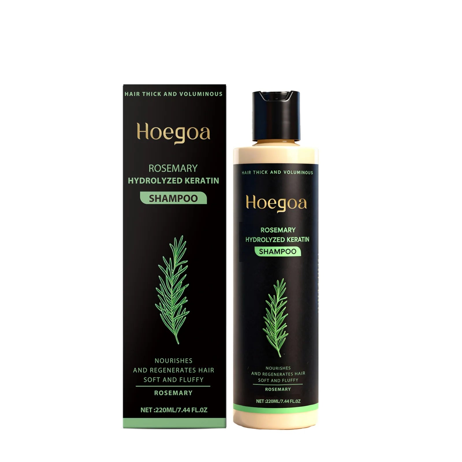 Champú de romero Hoegoa para el crecimiento del cabello, limpieza del cuero cabelludo, reparación del cabello dañado, hidratación y fortalecimiento del cabello.