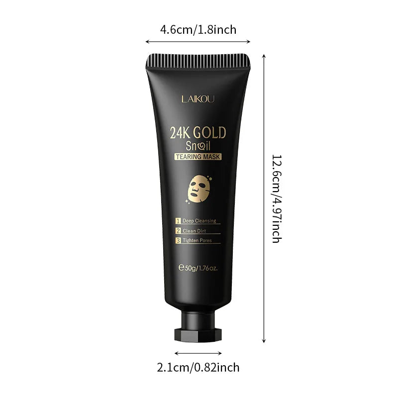 Mascarilla facial exfoliante de oro de 24 quilates con flor de cerezo de LAIKOU, antiarrugas, blanqueadora, para eliminar puntos negros, mascarilla facial desprendible. Productos para el cuidado de la piel.