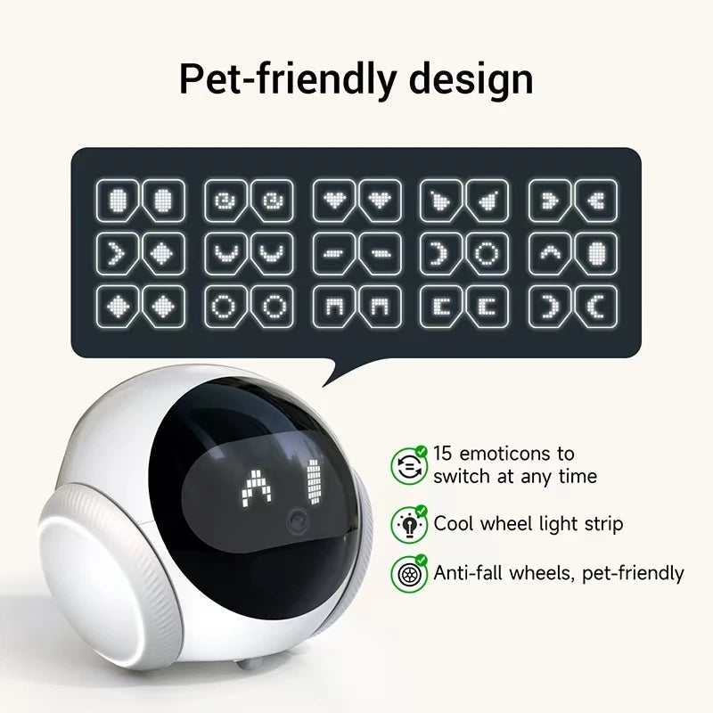 Compañero electrónico inteligente para mascotas, robot interactivo para el hogar, compañero móvil remoto para personas mayores y entretenimiento para gatos.
