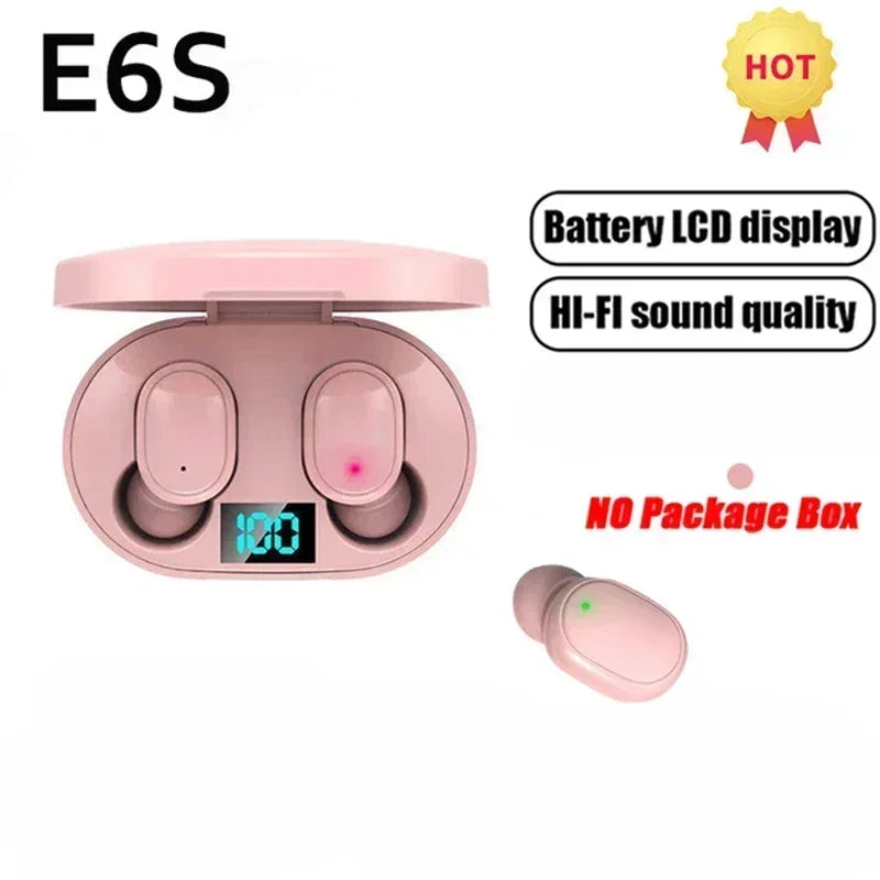 Auriculares inalámbricos Bluetooth E6S TWS con cancelación de ruido y micrófono.