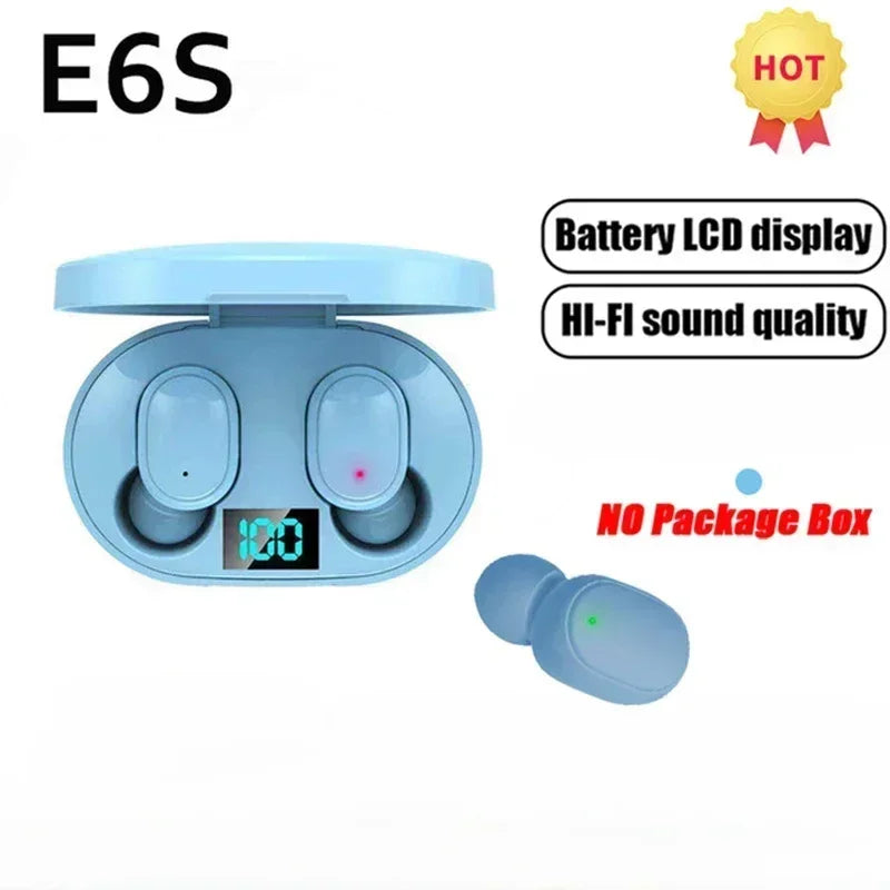 Auriculares inalámbricos Bluetooth E6S TWS con cancelación de ruido y micrófono.