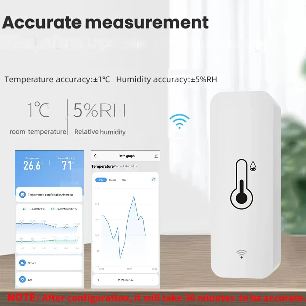 Sensor inteligente de temperatura y humedad ZigBee 3.0 Higrómetro de interior WiFi Tuya APP Monitoreo Actualizaciones en tiempo real APP Amart Home Alexa