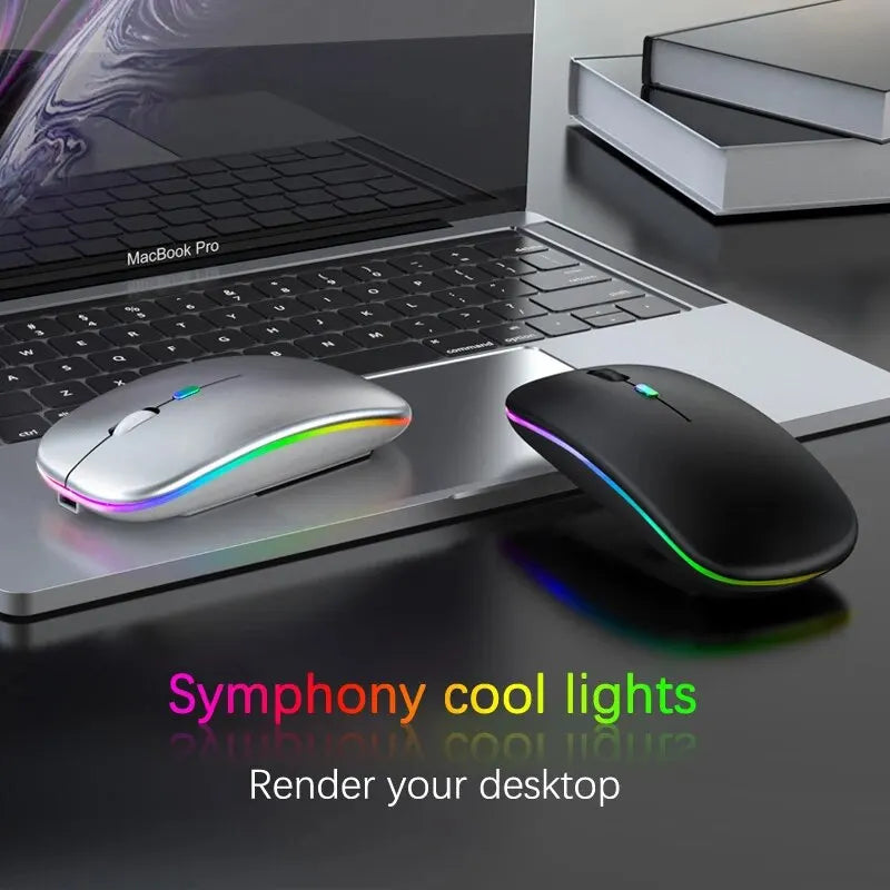Ratón inalámbrico RGB recargable Bluetooth para ordenador, ratón ergonómico para juegos con retroiluminación LED para portátil y PC, 3600 DPI.