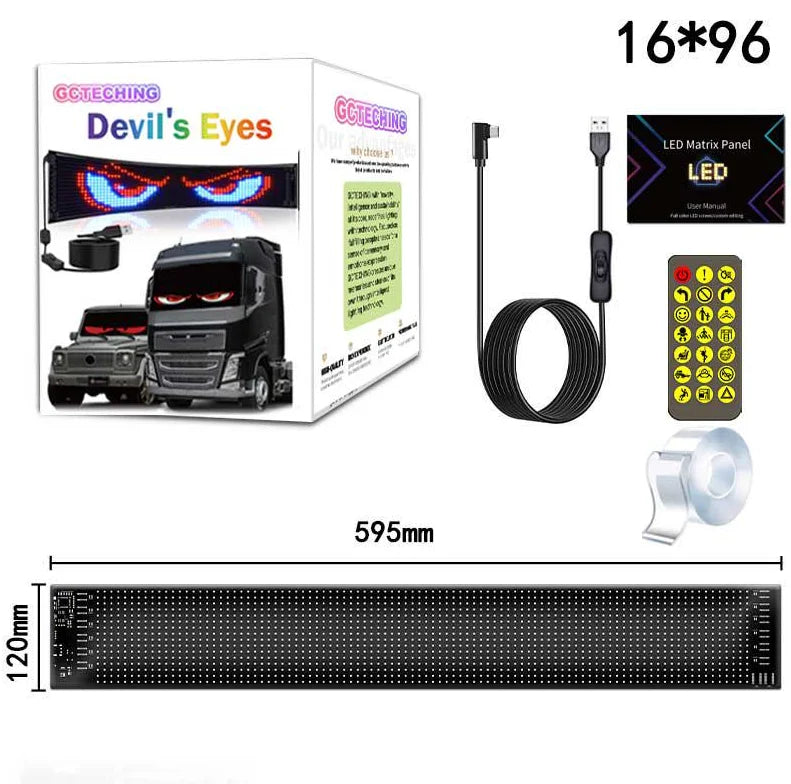 Letrero LED para automóvil, panel de matriz LED flexible de 5 V, letreros de luz LED USB para automóvil, Bluetooth Smart APP, pantalla RGB desplazable, tablero de mensajes