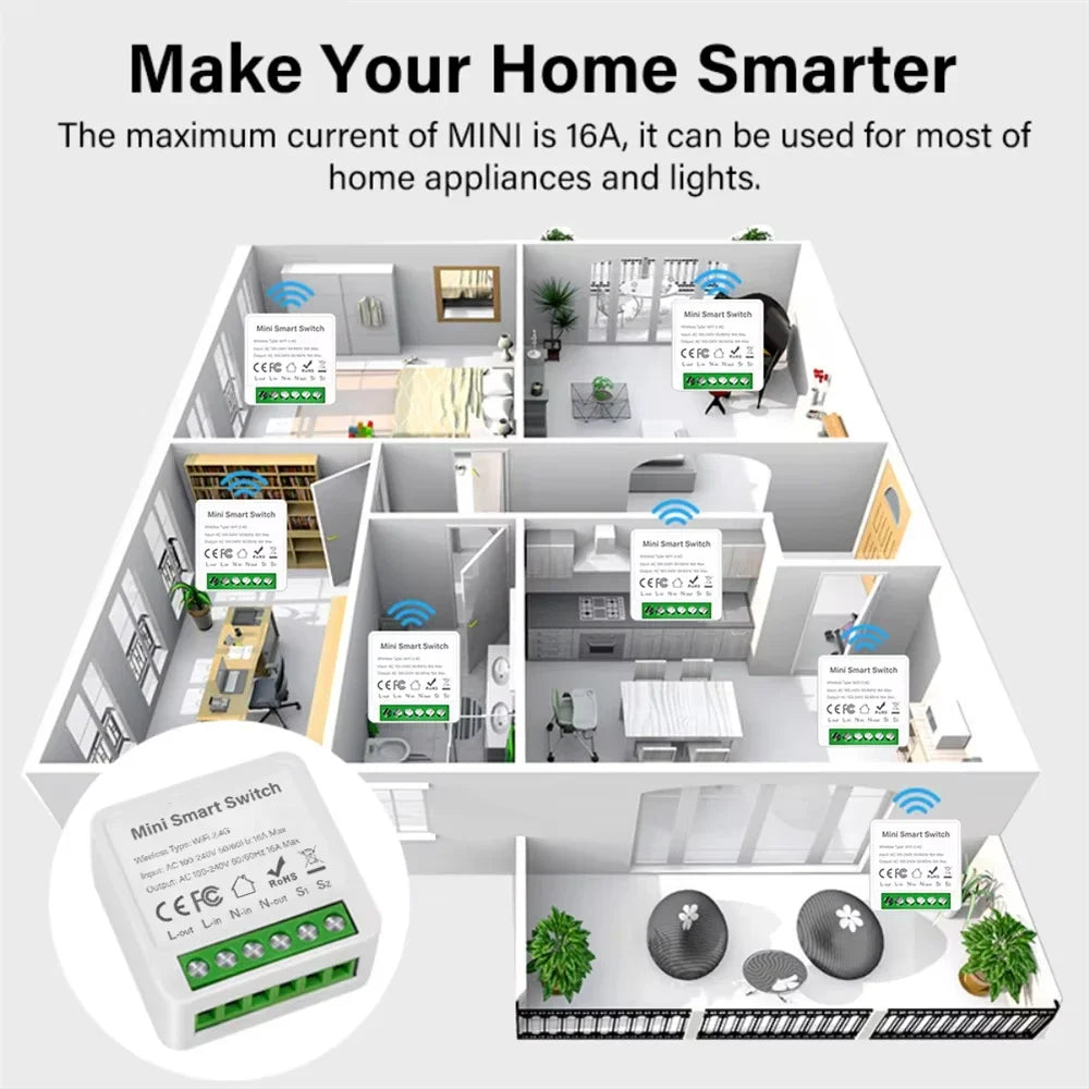 Mini interruptor WiFi/Zigbee3.0 DIY para hogar inteligente, módulo de interruptor inteligente de control de 2 vías, compatible con Tuya, Alexa, Google Home y Alice.