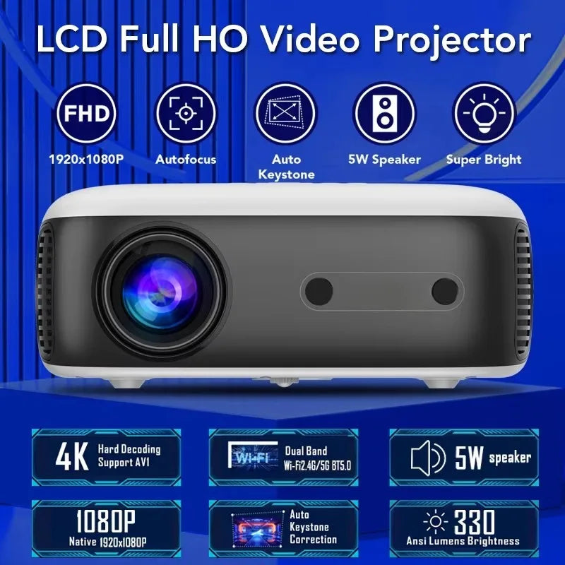 Proyector portátil Android HY800 Mini 3D 4K con obturador real 1080P Proyector de vídeo LCD para cine en casa 2 GB de RAM 11.0 WiFi