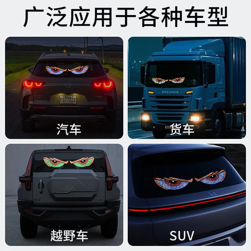 Luz LED dinámica USB de grandes ojos de diablo para coches, programable, flexible, para ventanas, pantalla LED, animada, para coches y camiones.