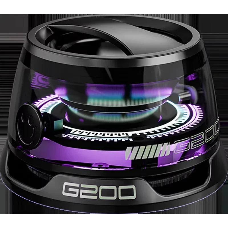 Mini altavoz estéreo de viaje para exteriores, altavoz Bluetooth magnético inalámbrico portátil con luz RGB y soporte para teléfono (compatible con iOS).