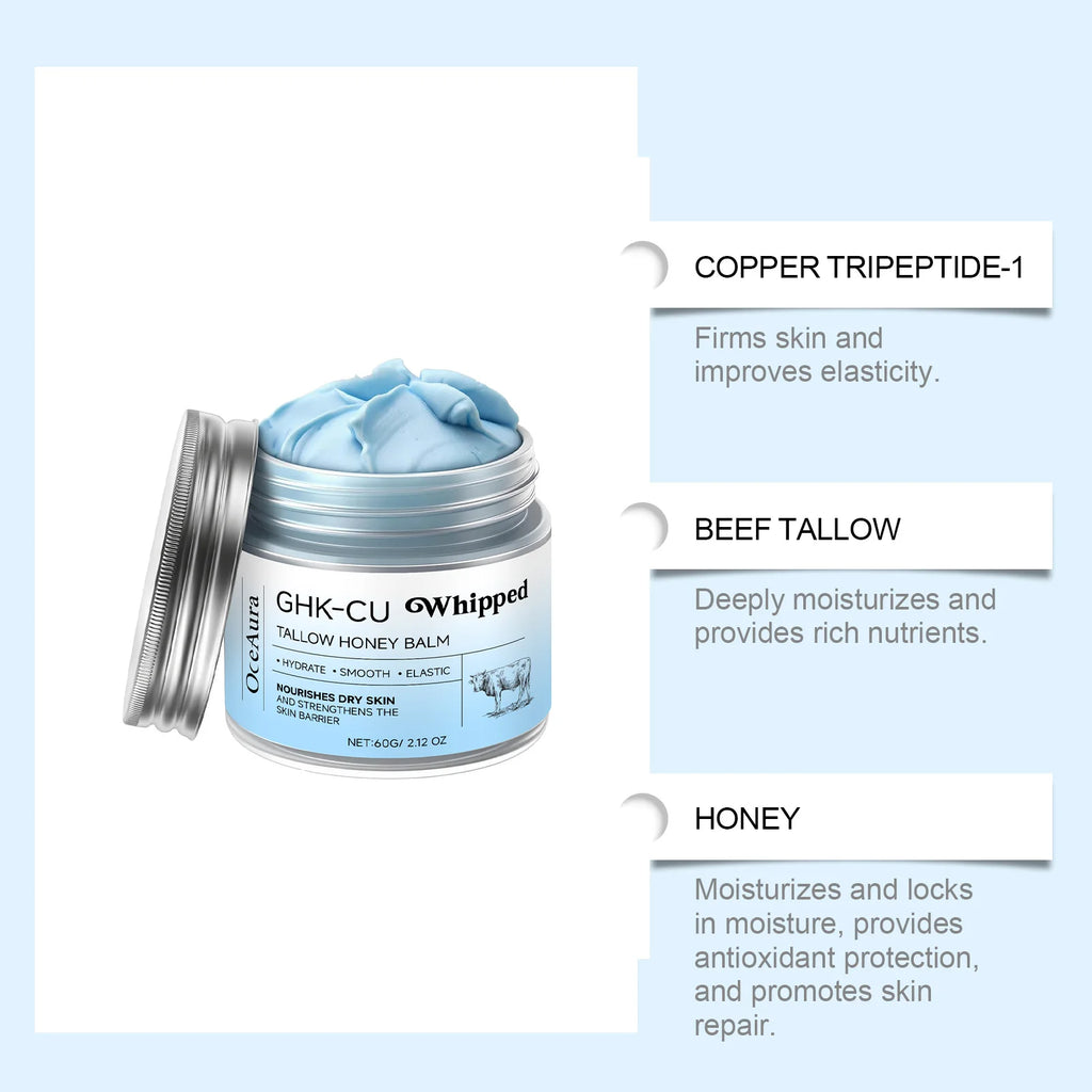 Bálsamo de sebo de res batido y miel Crema hidratante de sebo de res Loción corporal Crema facial de carne de res alimentada con pasto y acabada con pasto Cuidado de la piel