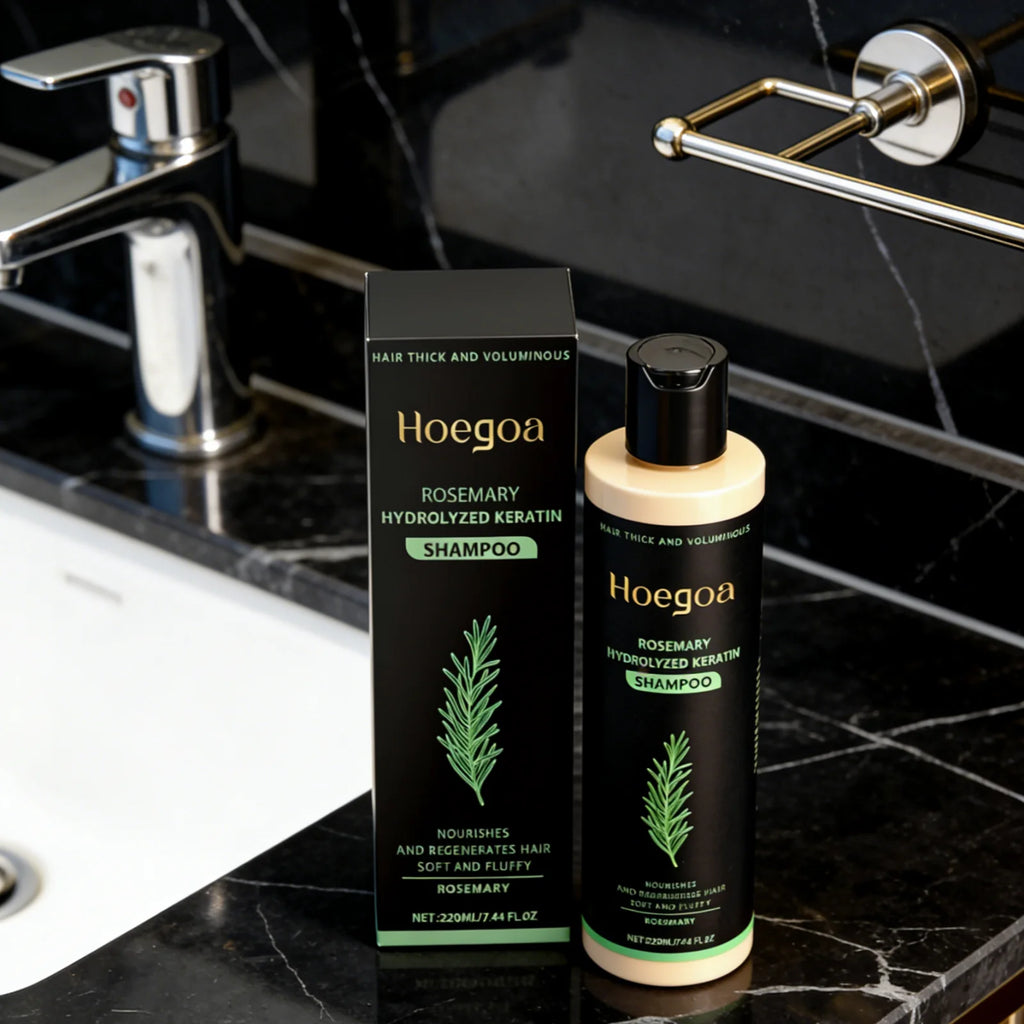 Champú de romero Hoegoa para el crecimiento del cabello, limpieza del cuero cabelludo, reparación del cabello dañado, hidratación y fortalecimiento del cabello.