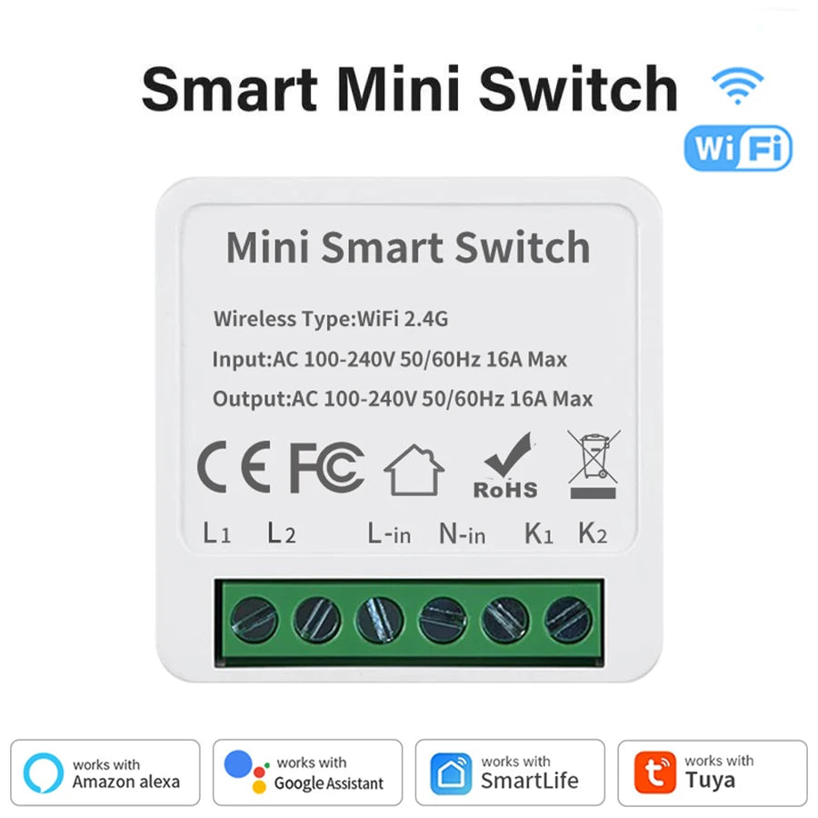 Mini interruptor WiFi/Zigbee3.0 DIY para hogar inteligente, módulo de interruptor inteligente de control de 2 vías, compatible con Tuya, Alexa, Google Home y Alice.