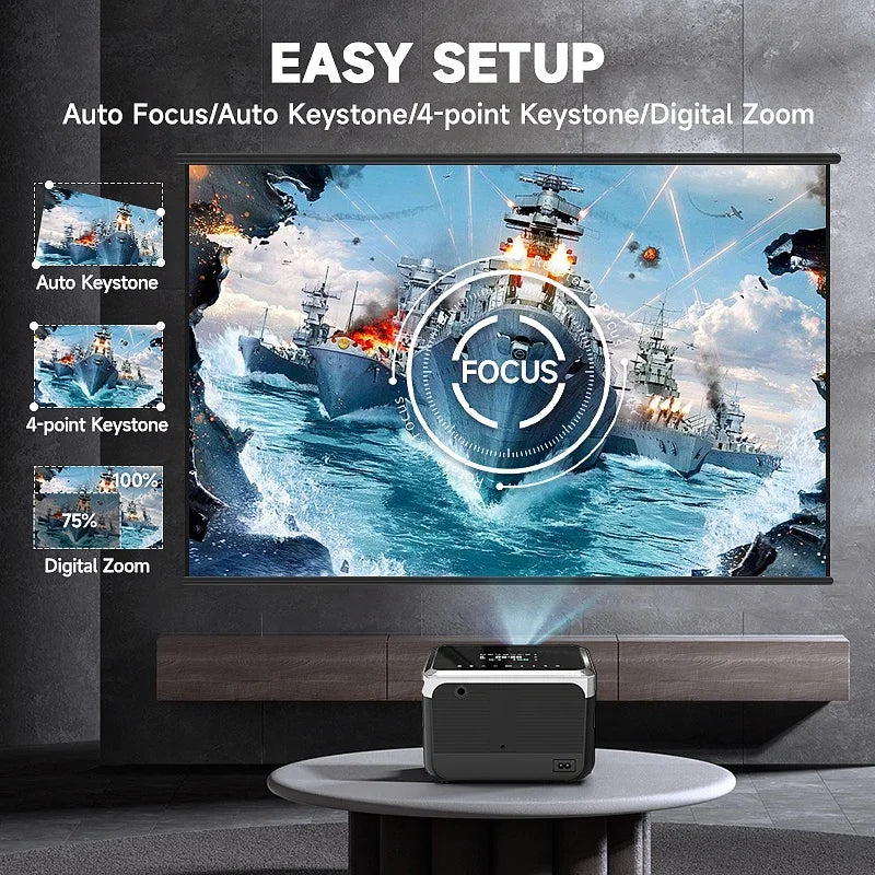 Proyector portátil inteligente Google Android TV OEM/ODM, procesador de cuatro núcleos, Android 11, 5G, WIFI, LED, 4K y 8K.