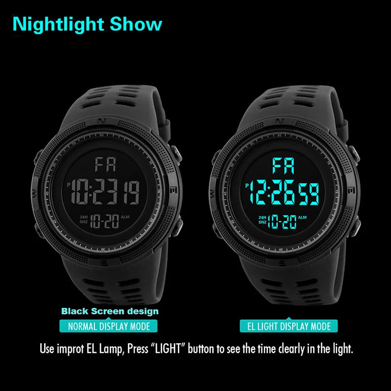 Reloj electrónico para hombre, relojes deportivos militares, reloj de pulsera digital LED multifunción luminoso para hombre, niños, estudiantes y adolescentes.