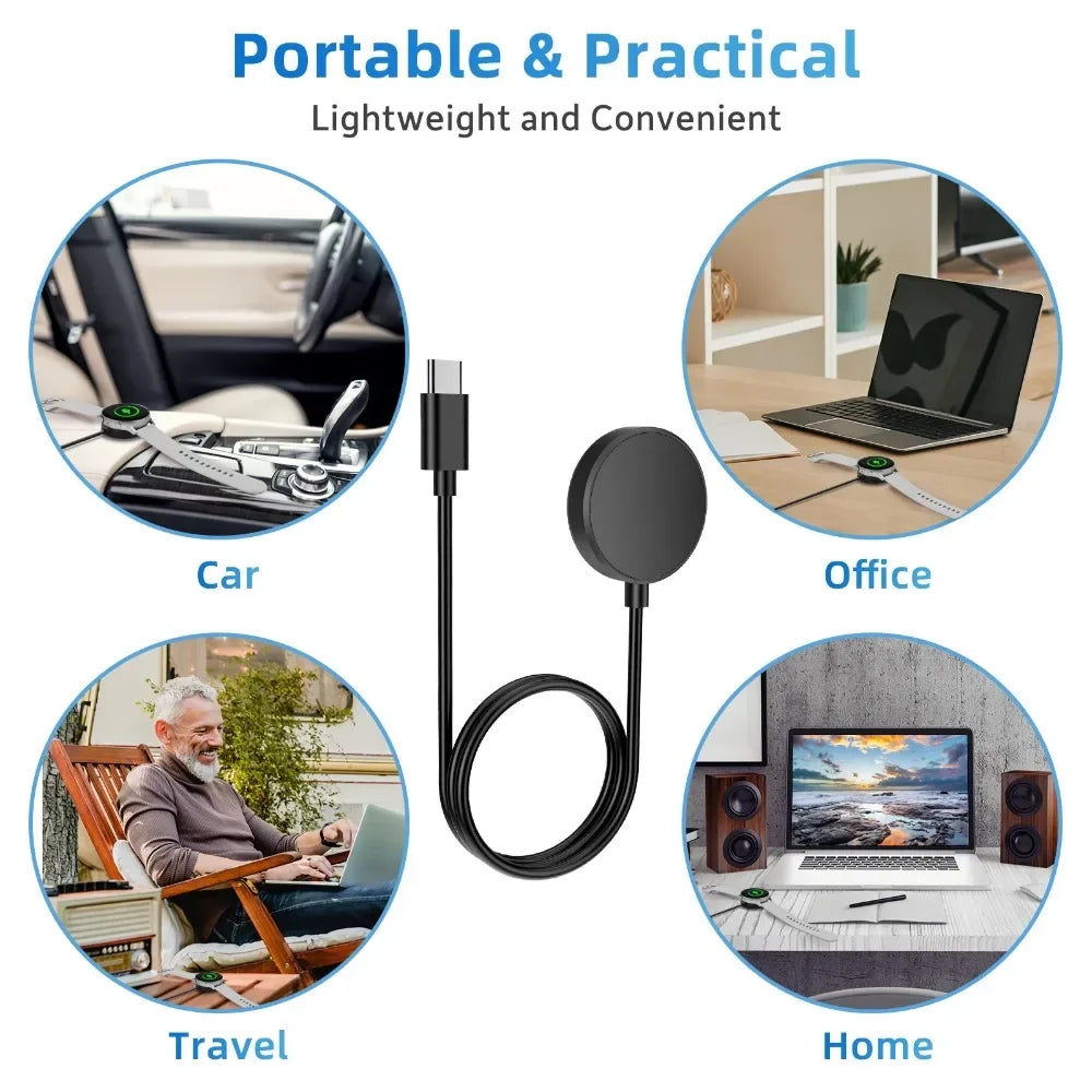 Cargador USB-C para Samsung Galaxy Watch 7/6/6 Classic/5/5 Pro/4/4 Classic, accesorios para relojes inteligentes, cargador de repuesto