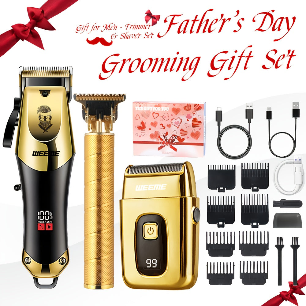 Set de recortadora y maquinilla de afeitar Golden Hair Clipper para hombre
