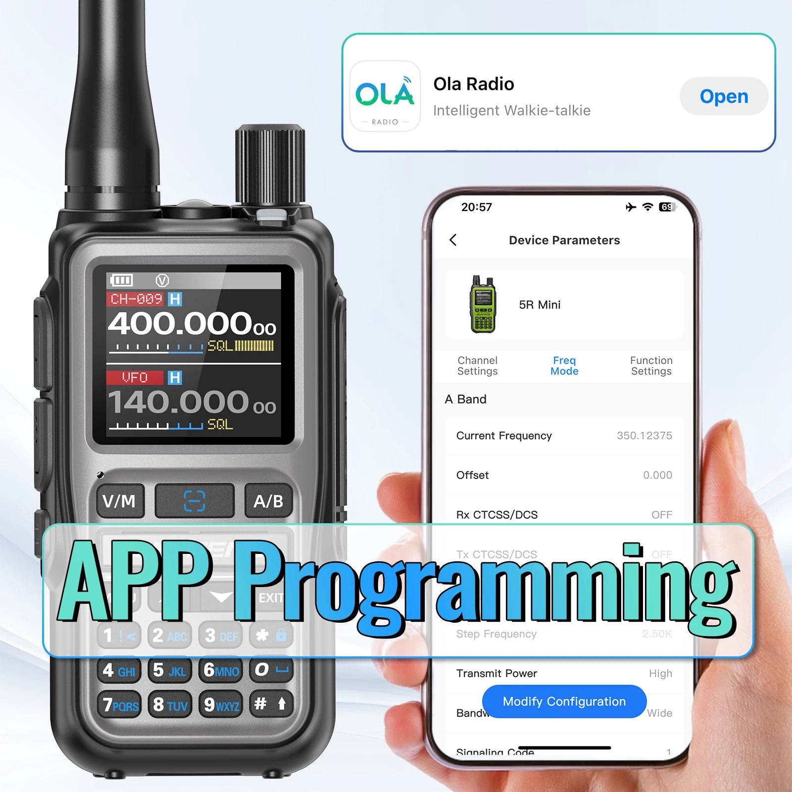 Paquete de 4 walkie-talkies BAOFENG UV-5R MINI Bluetooth programables, radioaficionados, portátiles, de largo alcance, tipo C, doble PTT, multibanda.