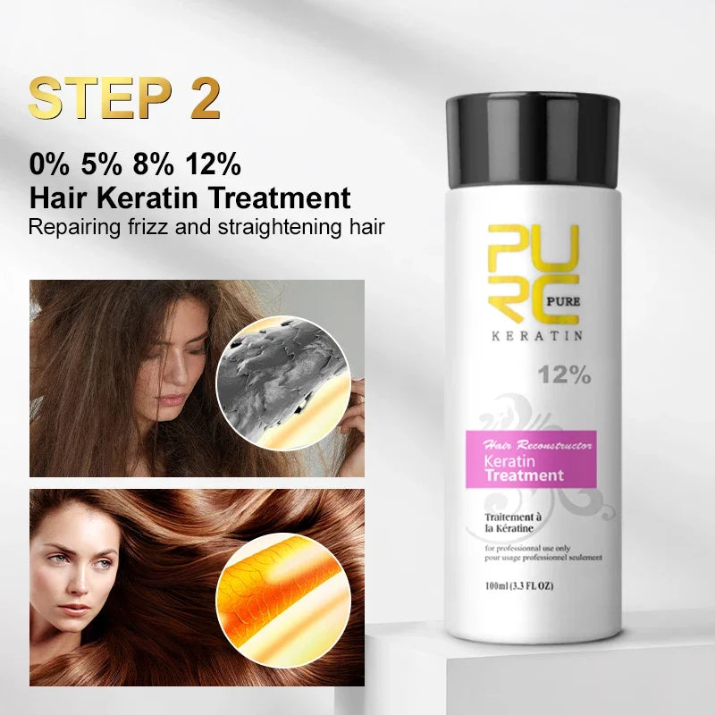 Tratamiento de queratina PURC Champú Acondicionador Productos para alisar el cabello Mascarilla alisadora reparadora Cuidado para alisar el cabello rizado