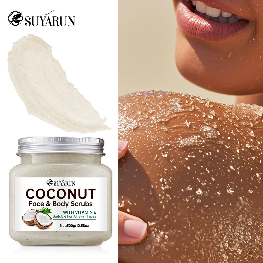 SUYARUN Exfoliante Corporal Orgánico de Azúcar de Coco - Exfoliante e Hidratante - Cuidado Natural de Spa para una Piel Suave - 300 g.