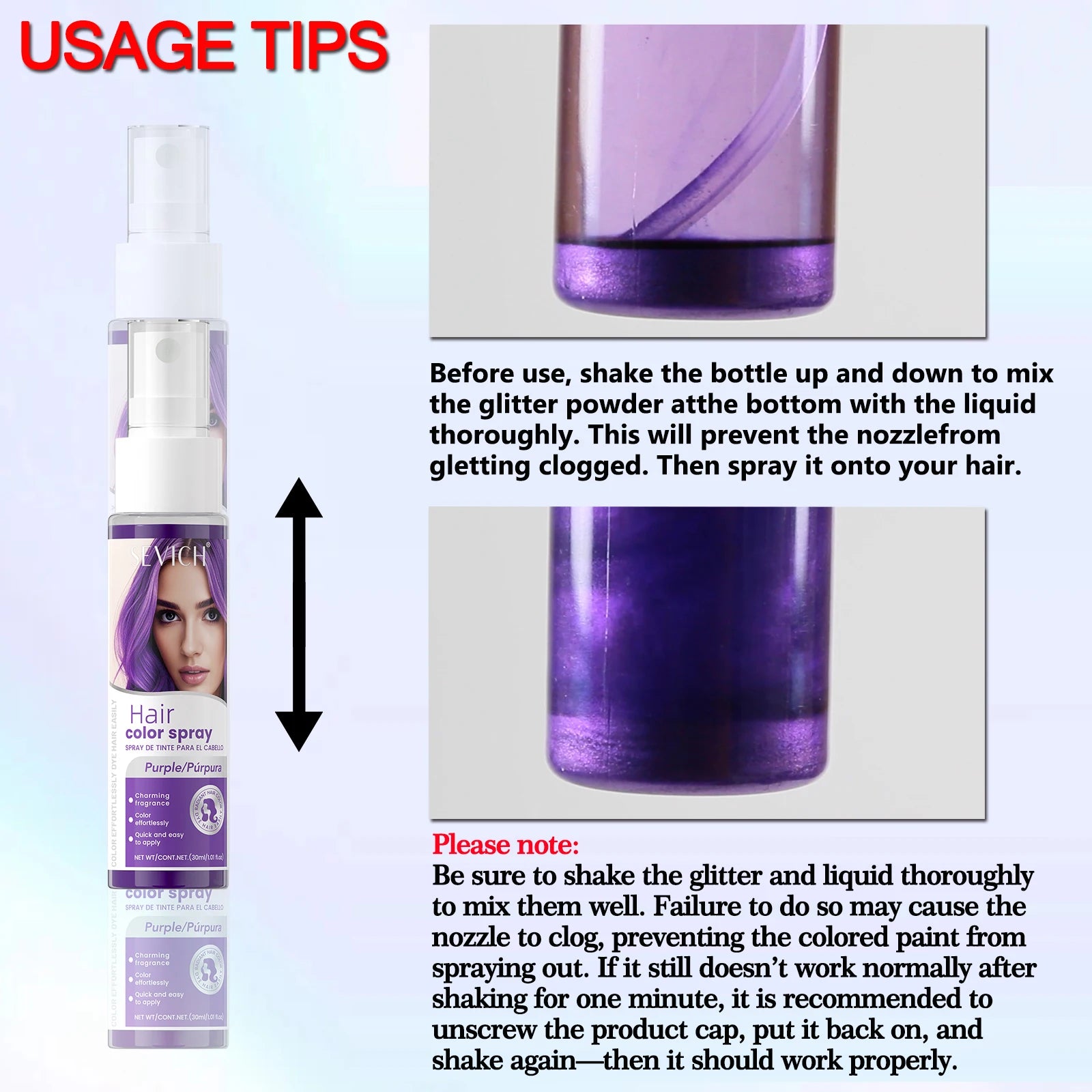 Sevich 8 colores, nuevo estilo, spray colorante para el cabello, coloración instantánea de un solo uso, producto de peluquería para el cuidado y estilismo del cabello para hombres y mujeres.