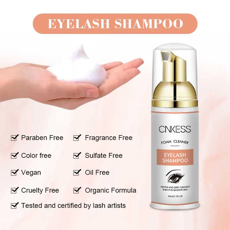 CNKESS 60ml cuidado de pestañas y cabello herramientas de belleza maquillaje botella de champú para extensiones de pestañas hecha a mano fabricantes sintéticos venta al por mayor