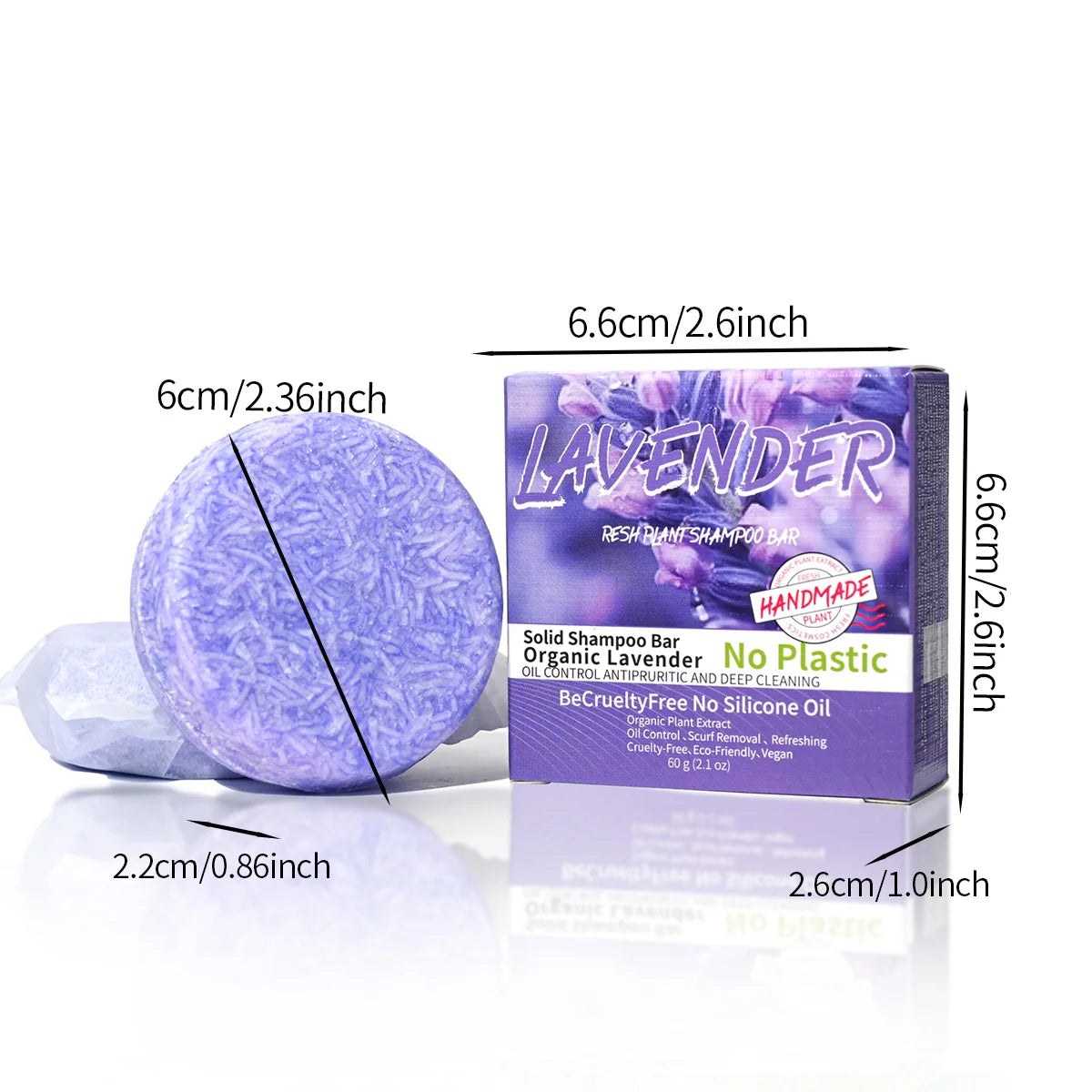 J+60g Champú sólido de lavanda, de gran venta, natural, orgánico, anticaída, para el cuidado del cabello, jabón sólido de glicerina