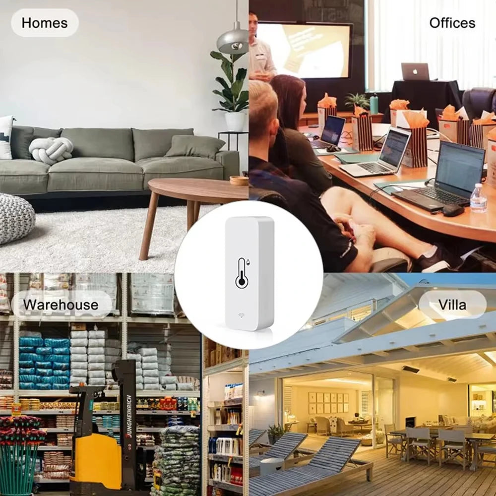 Sensor inteligente de temperatura y humedad ZigBee 3.0 Higrómetro de interior WiFi Tuya APP Monitoreo Actualizaciones en tiempo real APP Amart Home Alexa