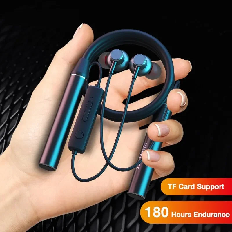 Auriculares inalámbricos Bluetooth con 180 horas de autonomía, graves potentes, micrófono, diadema estéreo, auriculares deportivos con ranura para tarjeta TF.