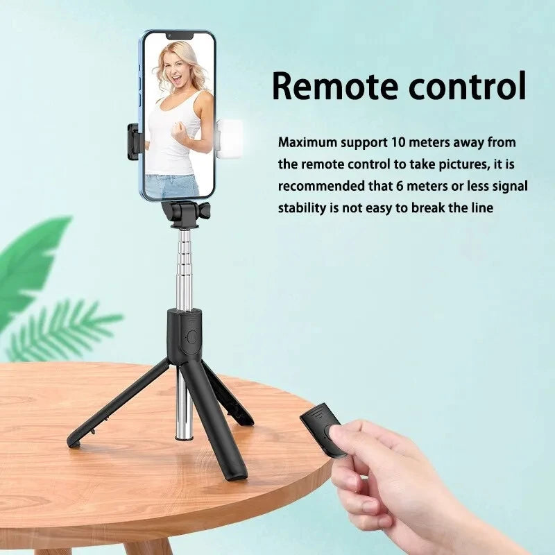 FGCLSY Monopié con disparador remoto y luz de relleno para iPhone, Samsung y Xiaomi. Soporte para teléfono: mini trípode inalámbrico Bluetooth. Palo selfie.