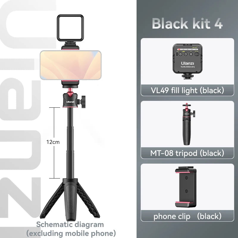 Trípode mini Ulanzi MT-08, color blanco, plegable, monopié, con montura de 1/4'', universal para DSLR, Android, iPhone y smartphones.