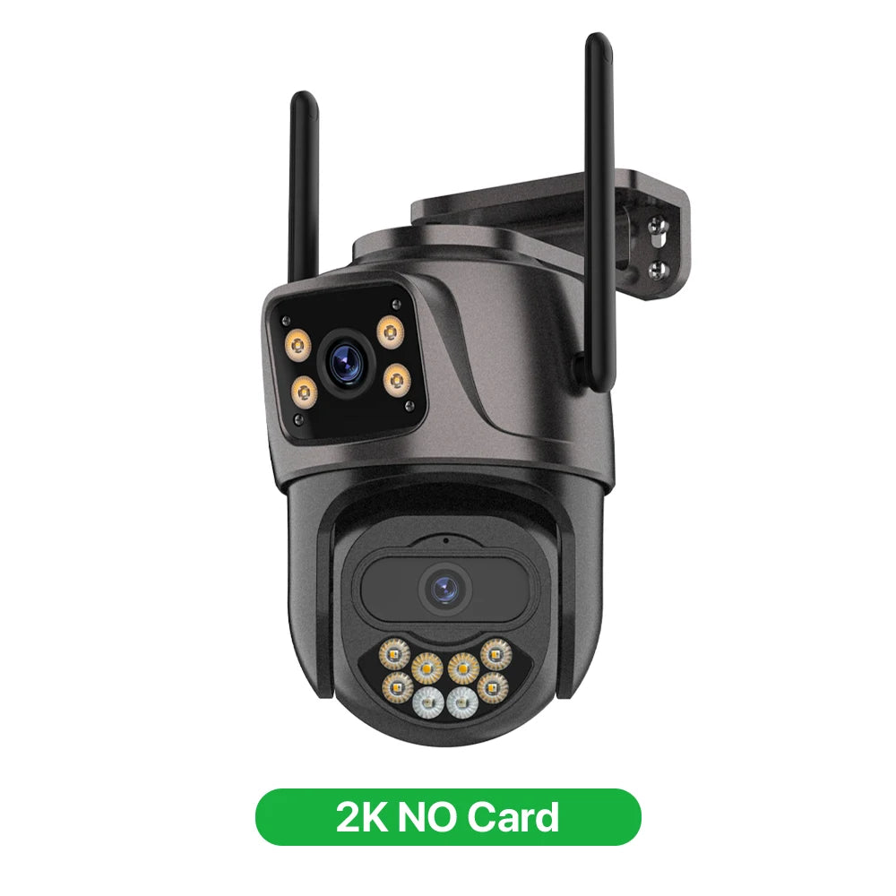 Cámara IP HD 6K 9MP para exteriores, cámara WiFi externa de tres lentes, pantalla dual 4K/2K, cámara de seguridad PTZ con seguimiento automático y vigilancia iCSee