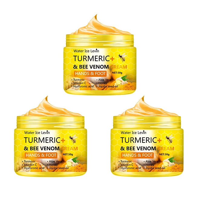 Crema de cúrcuma y veneno de abeja para pies agrietados y resecos, reparadora y para eliminar la piel muerta de las manos y los pies (50 g).
