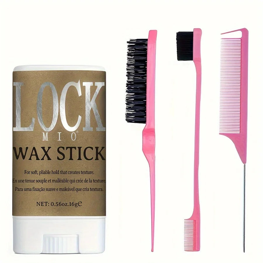 Barra de cera LOCKMIO con aceite de coco natural: hidrata, suaviza, alisa y peina el cabello rebelde. Controla los bordes del cabello. Fijación fuerte y duradera.