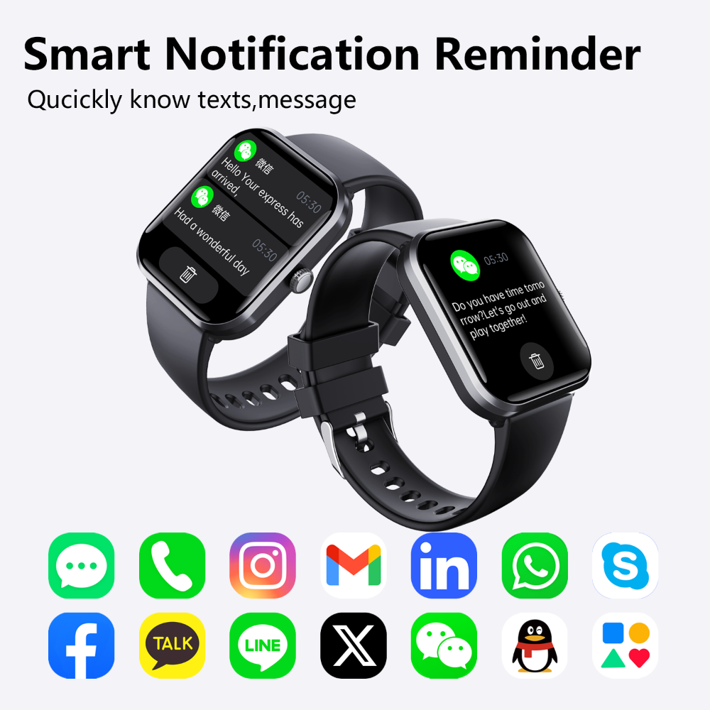 Reloj inteligente con monitor de glucosa en sangre para diabéticos y alarma de emergencia SOS.