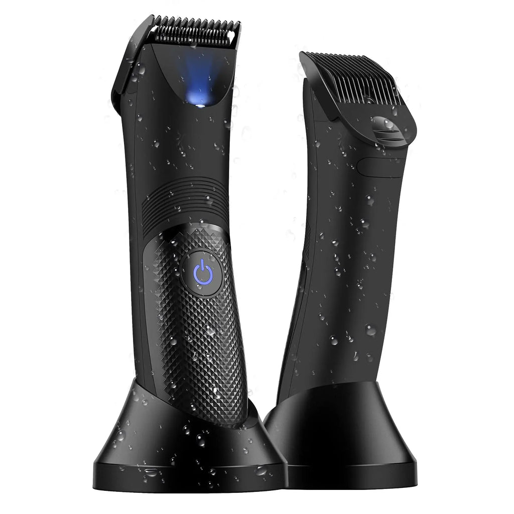 Rechargeable Body Hair Trimmer for Men Ceramic Blade & LED Light Black