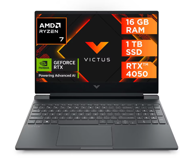 HP  Laptop gamer Victus 15-fb3703la 15.6 pulgadas full HD amd ryzen 7 nvidia geforce rtx 4050 16 GB RAM 1 TB SSD