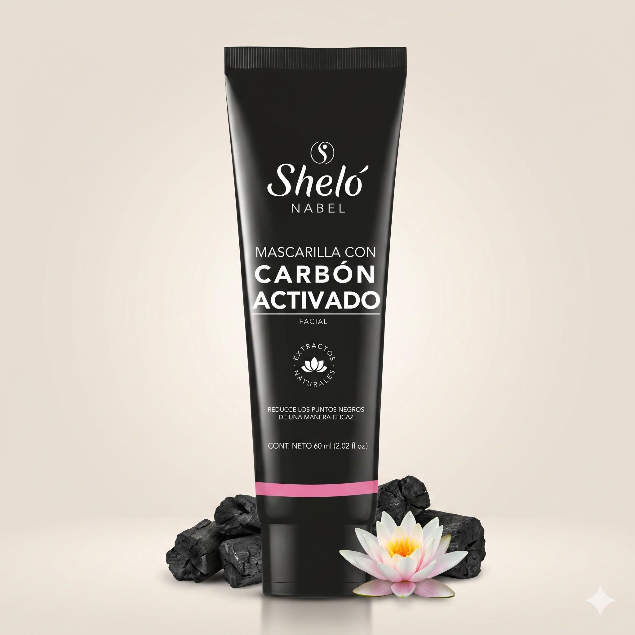 Mascarilla con Carbón Activado 60 ml, Sheló Nabel
