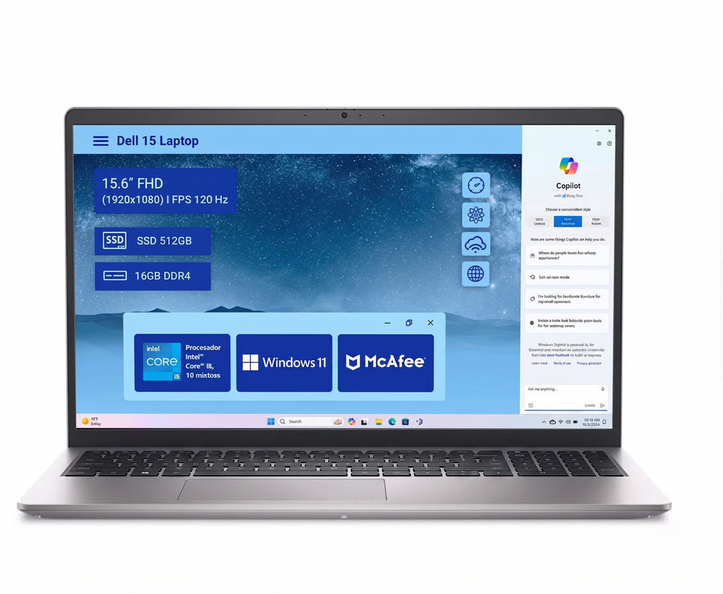 DELL  Laptop thin & light DC15250 15.6 pulgadas Full HD Intel Core i5 Intel UHD 16 GB RAM 512 GB SSD