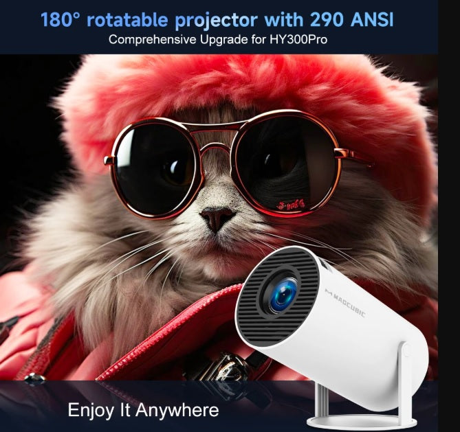 Proyector MAGCUBIC HY300 PRO 8K Android 14 Dual Wifi6 290ANSI Allwinner H726 BT5.4 1080P 1280*720P Proyector de cine en casa para exteriores