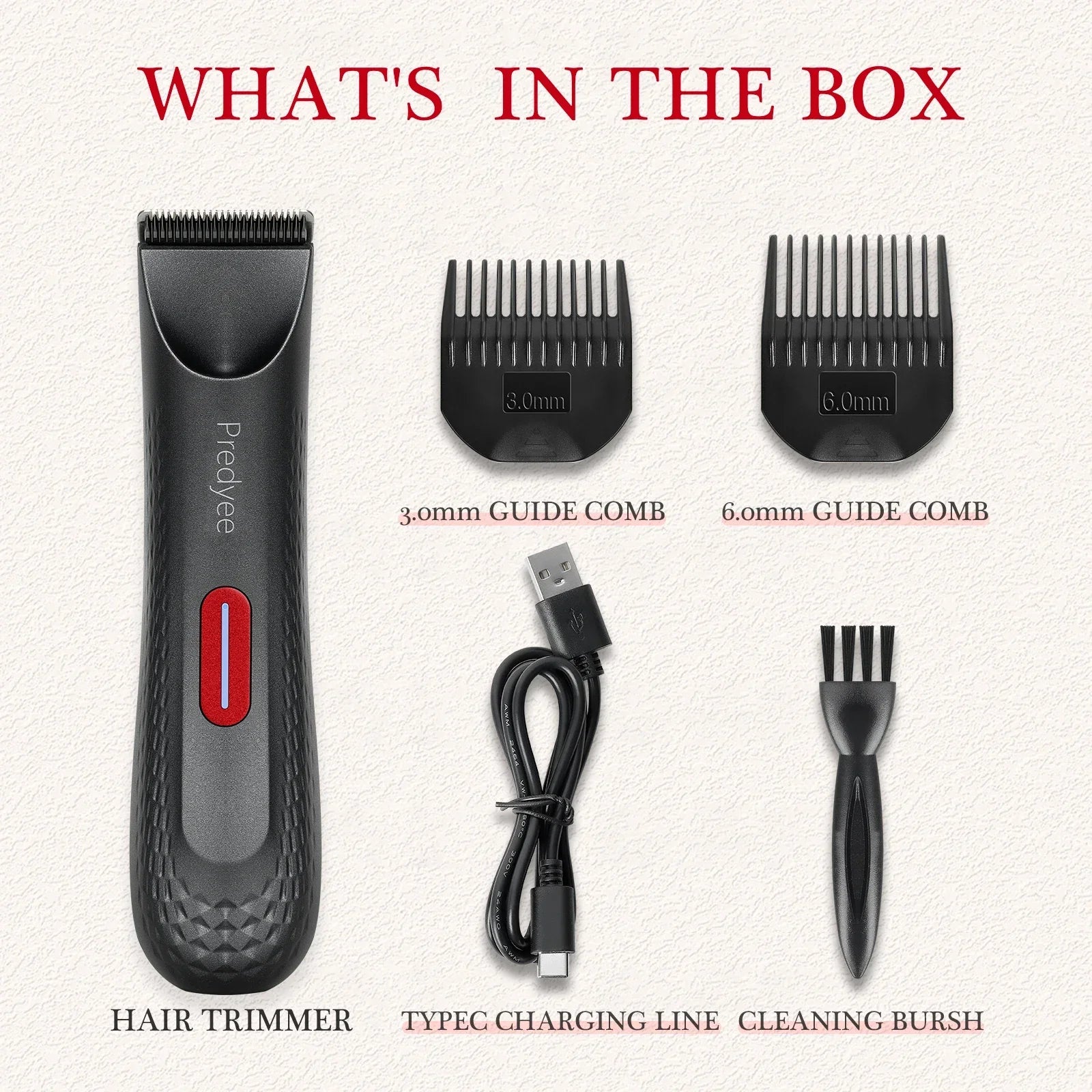 Womens Waterproof Intimate Hair Trimmer Body Groomer Red