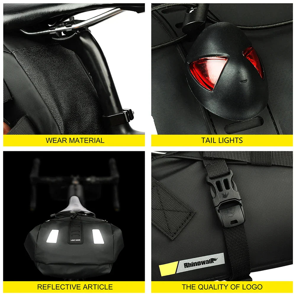 10L Waterproof Bike Saddle Bag Large Rear Pannier Black-4