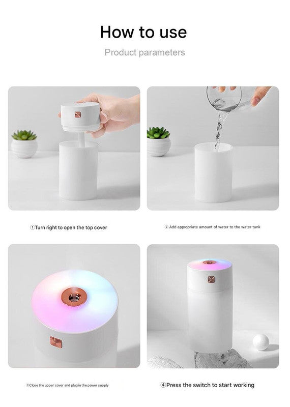 Humidificador de aire USB gris de 300 ml - Mini humidificador silencioso para dormitorio, oficina y coche.