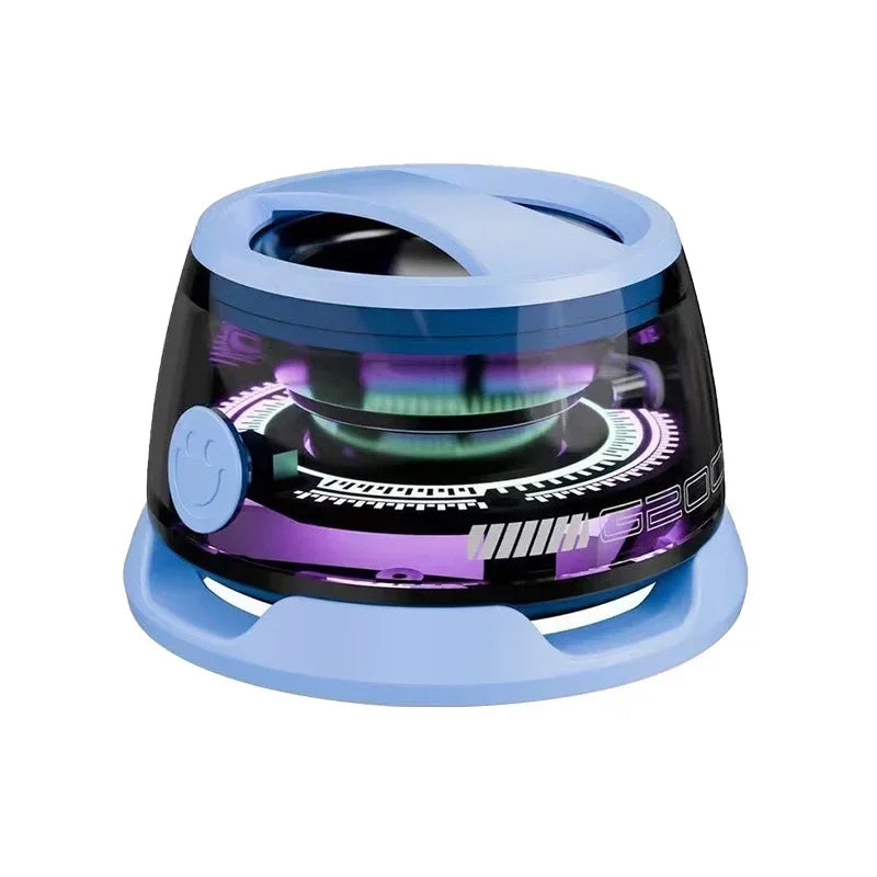 Mini altavoz estéreo de viaje para exteriores, altavoz Bluetooth magnético inalámbrico portátil con luz RGB y soporte para teléfono (compatible con iOS).