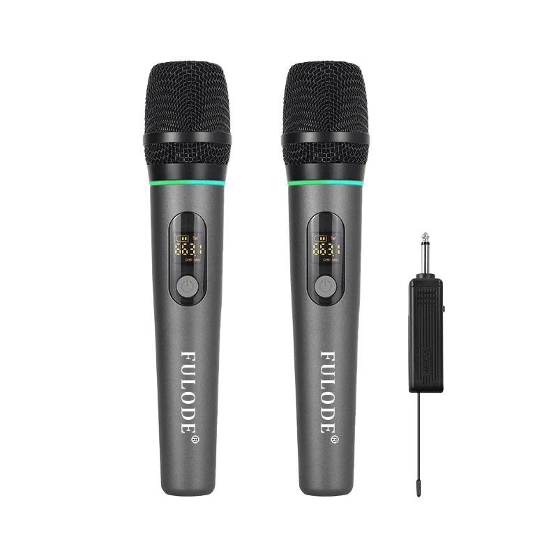 Micrófono FULUODE para karaoke, micrófono inalámbrico profesional, micrófono inalámbrico UHF de mano recargable dinámico