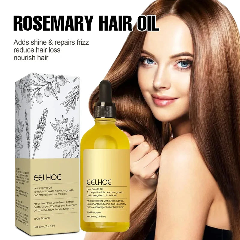 Aceite esencial de romero para cabello denso, vegano, con lavanda, 60 ml. Repara el cabello dañado, previene la caída, suaviza y nutre el cabello.