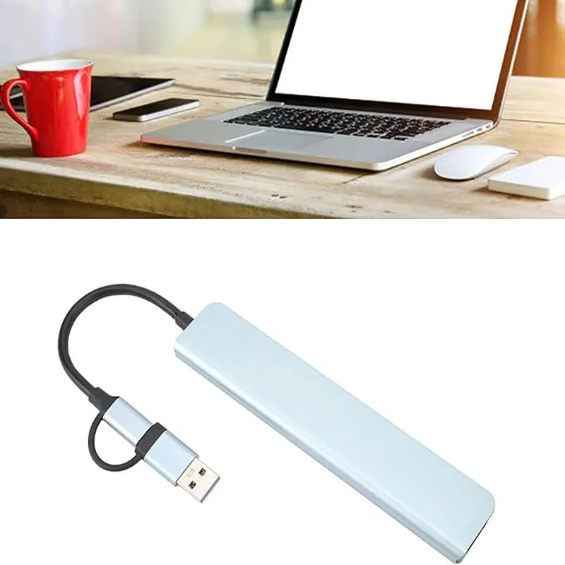 Hub USB-C 8 en 1 con 4 puertos USB, 1 conector USB-C, lector de tarjetas TF/SD y salida de audio de 3,5 mm para MacBook Pro, iPad Pro, iPhone 15 y portátiles.