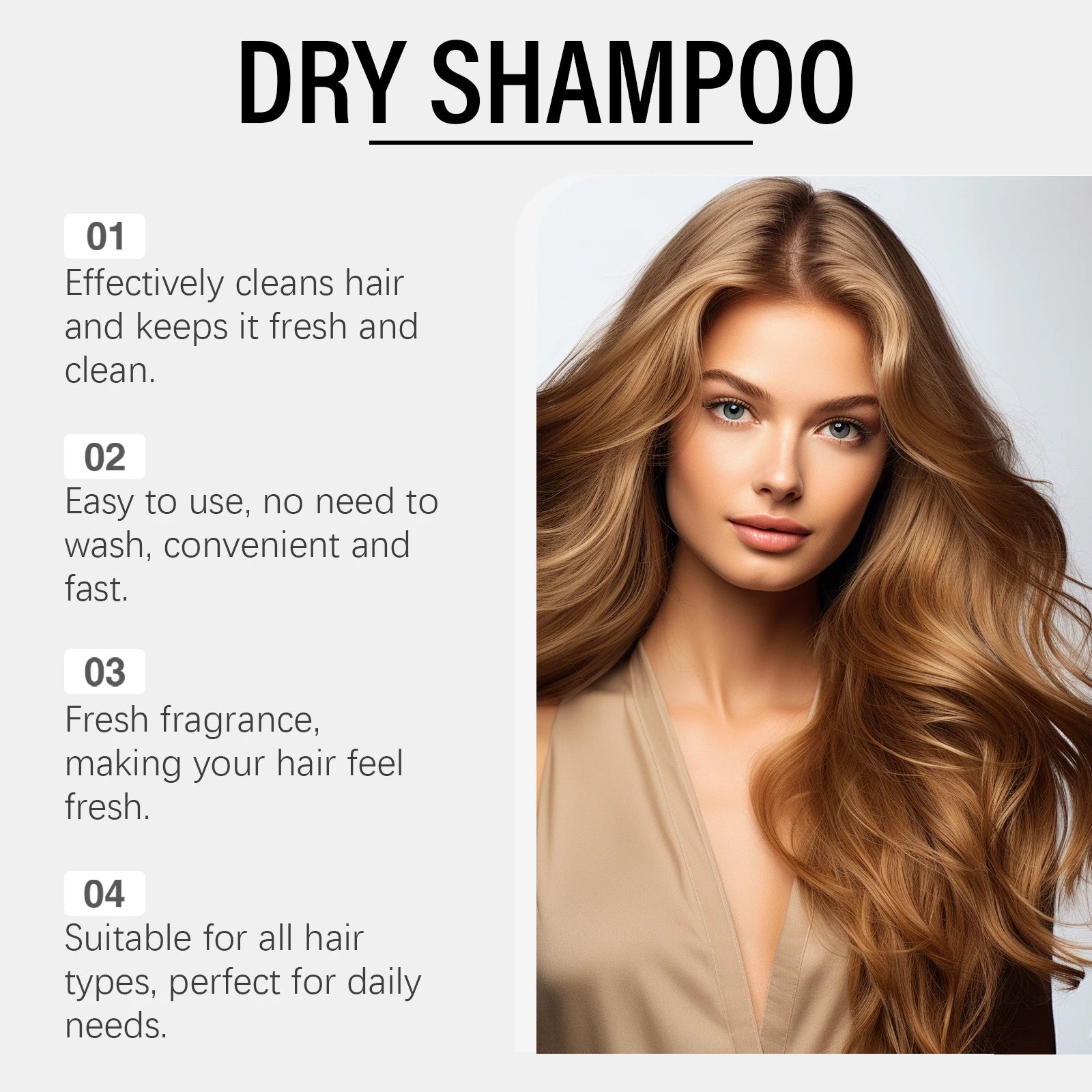 Spray capilar seco de vainilla: controla la grasa, deja el cabello esponjoso y ligero, aporta volumen, fortalece el cabello y nutre el cuero cabelludo. Champú seco sin enjuague.