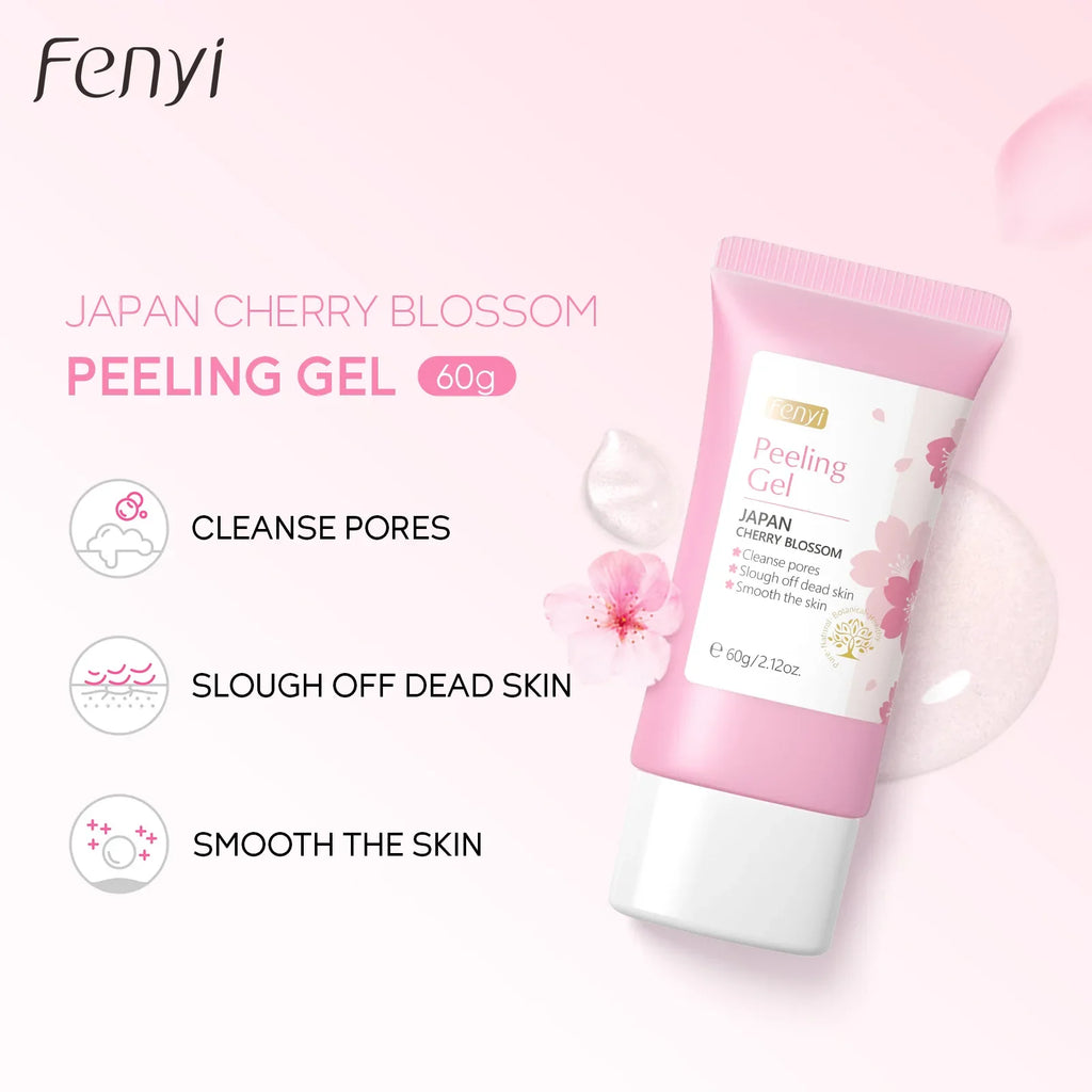 Gel exfoliante facial de limpieza profunda Sakura para el cuidado de la piel, blanqueador, hidratante y reparador, 60 g